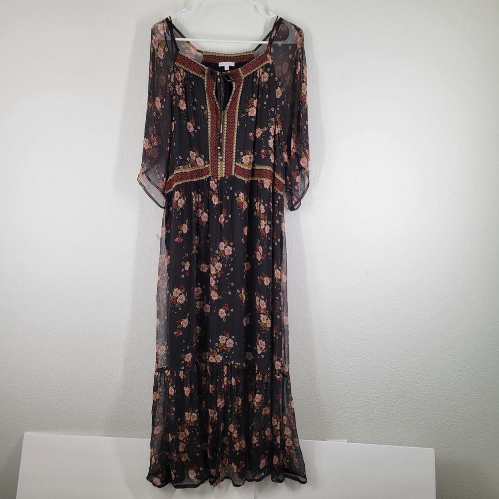 Star Mela Floral Maxi Dress Womens Medium Black Sheer Overlay Whimsigoth Fairy - Picture 3 of 10